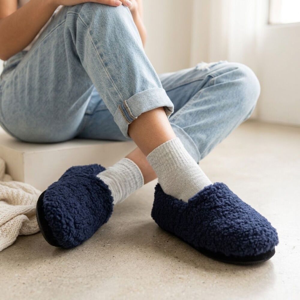 MUK LUKs The Original Cozy Fleet Fleece Slipper Boots Shoes Sapphire  Large